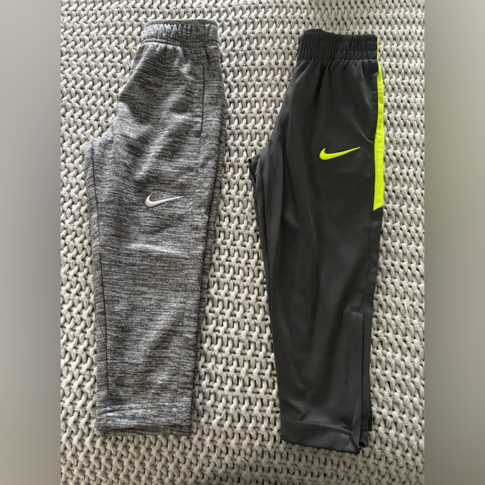 Nike Kids Gray and Black Joggers with Neon Accents